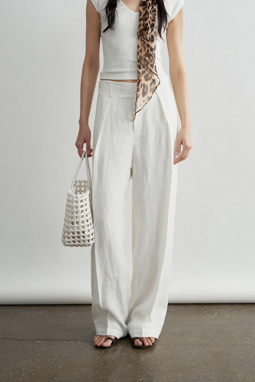 100% linen breathable straight pants | 2 color