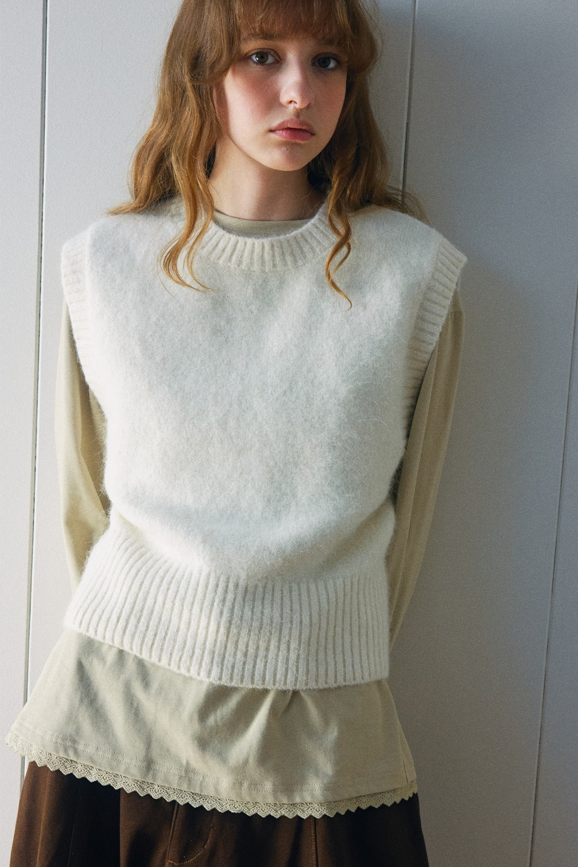 Alpaca blend minimalist cropped vest | 4 color