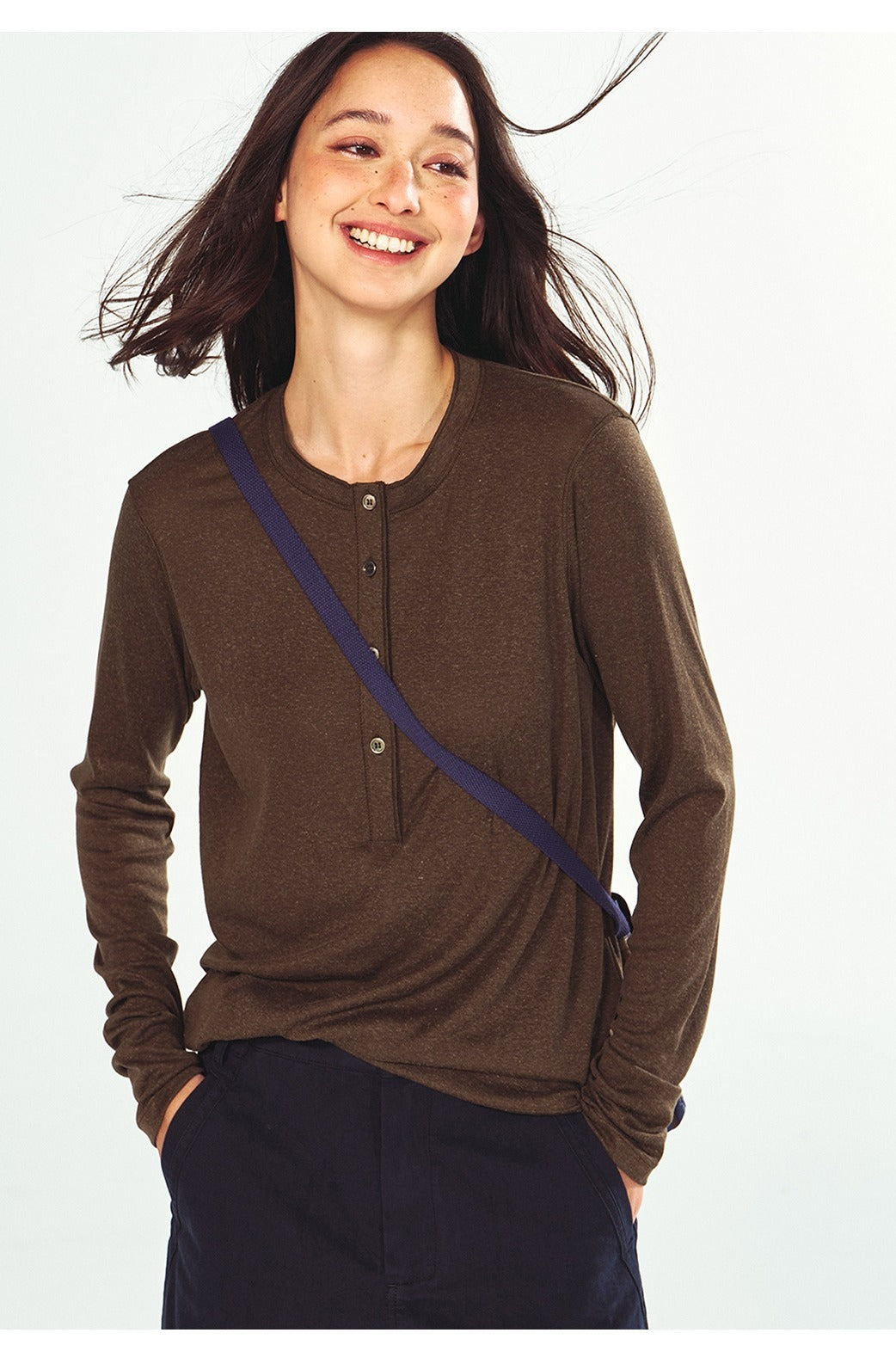Tencel-linen blend Henley tee | 6 color