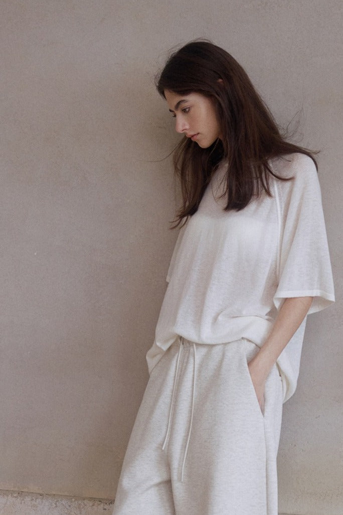 Wool blend relaxed fit raglan sleeves T-shirt | 3 color