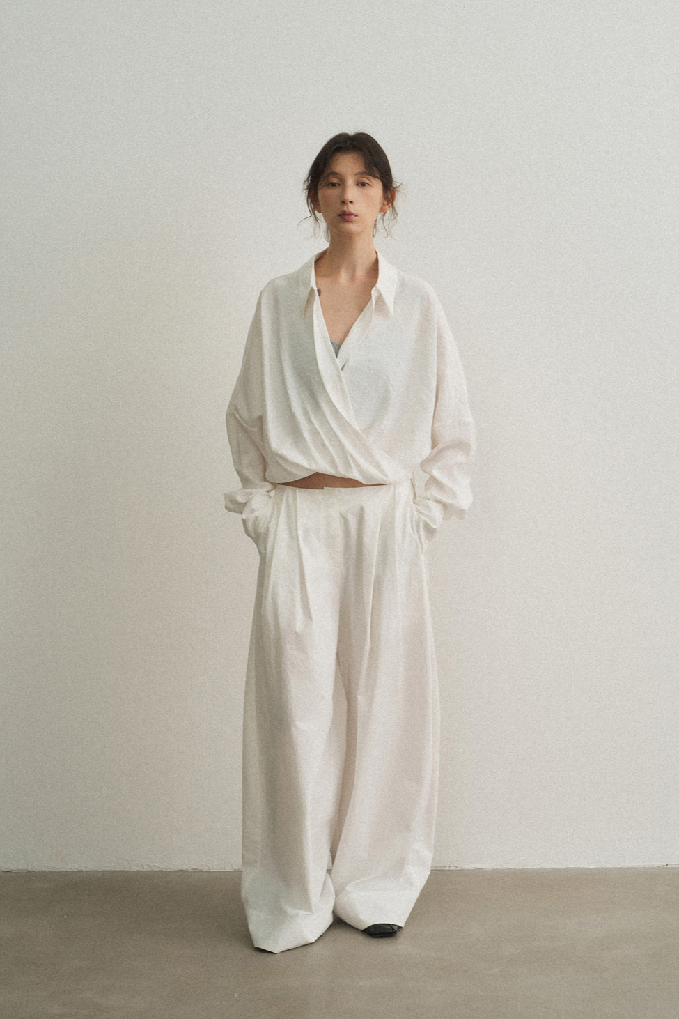 Pantalones de pierna ancha y cintura sencilla de algodón 100 % | 5 colores