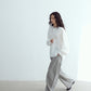 Cotton blend textured wide leg pants | 3 color