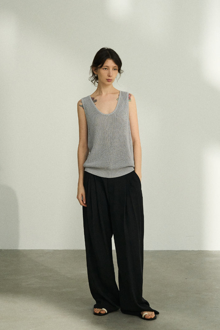 Lyocell blend linen straight pants | 3 color