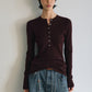 Wool blend fit henley collar knitwear | 5 color