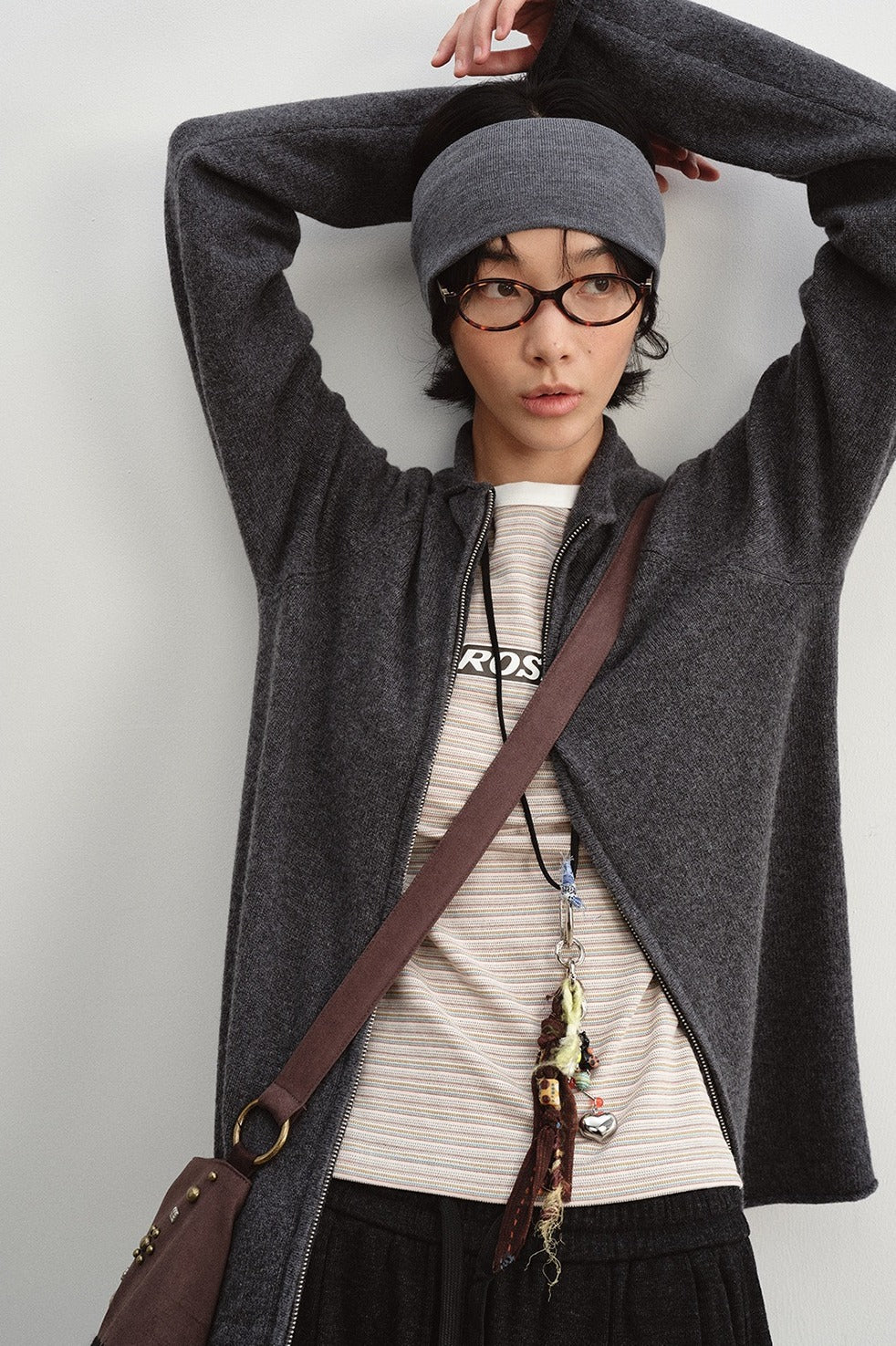 Wool blend slouchy fit dual-zip cardigan | 8 color