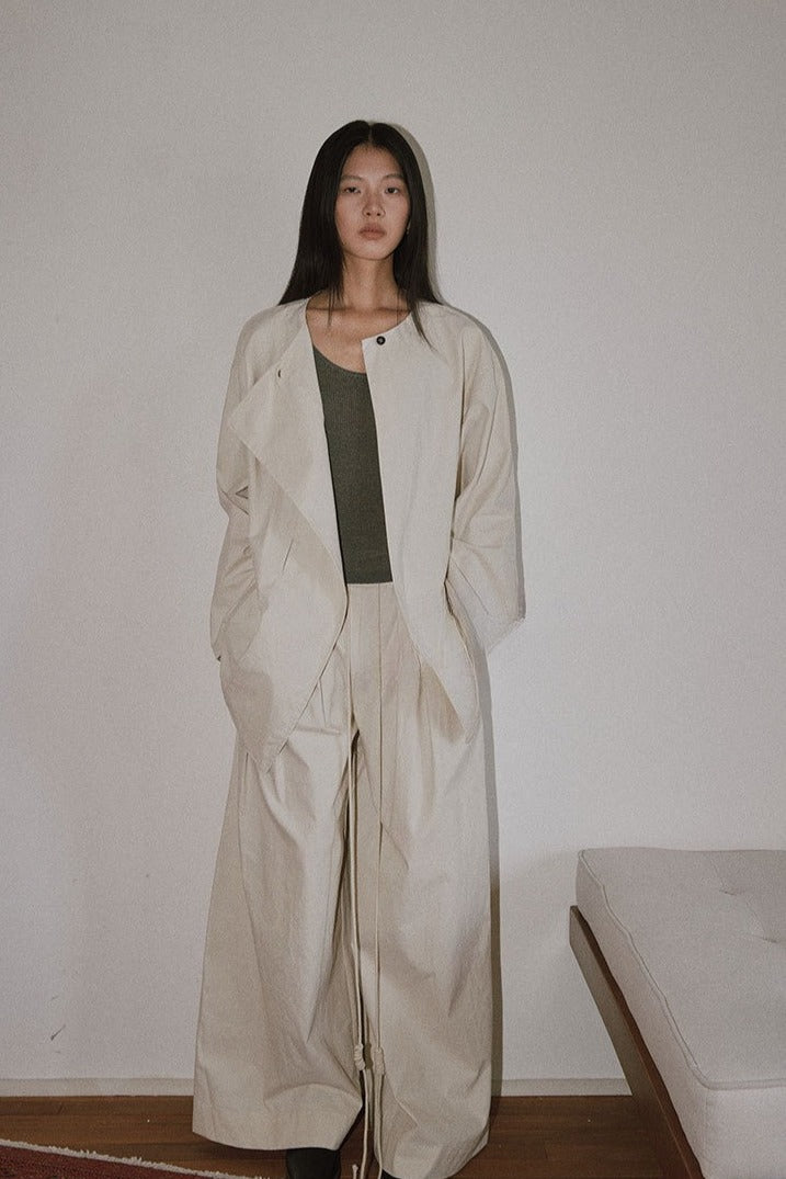 100% cotton crisp tie-belt overshirt | 2 color