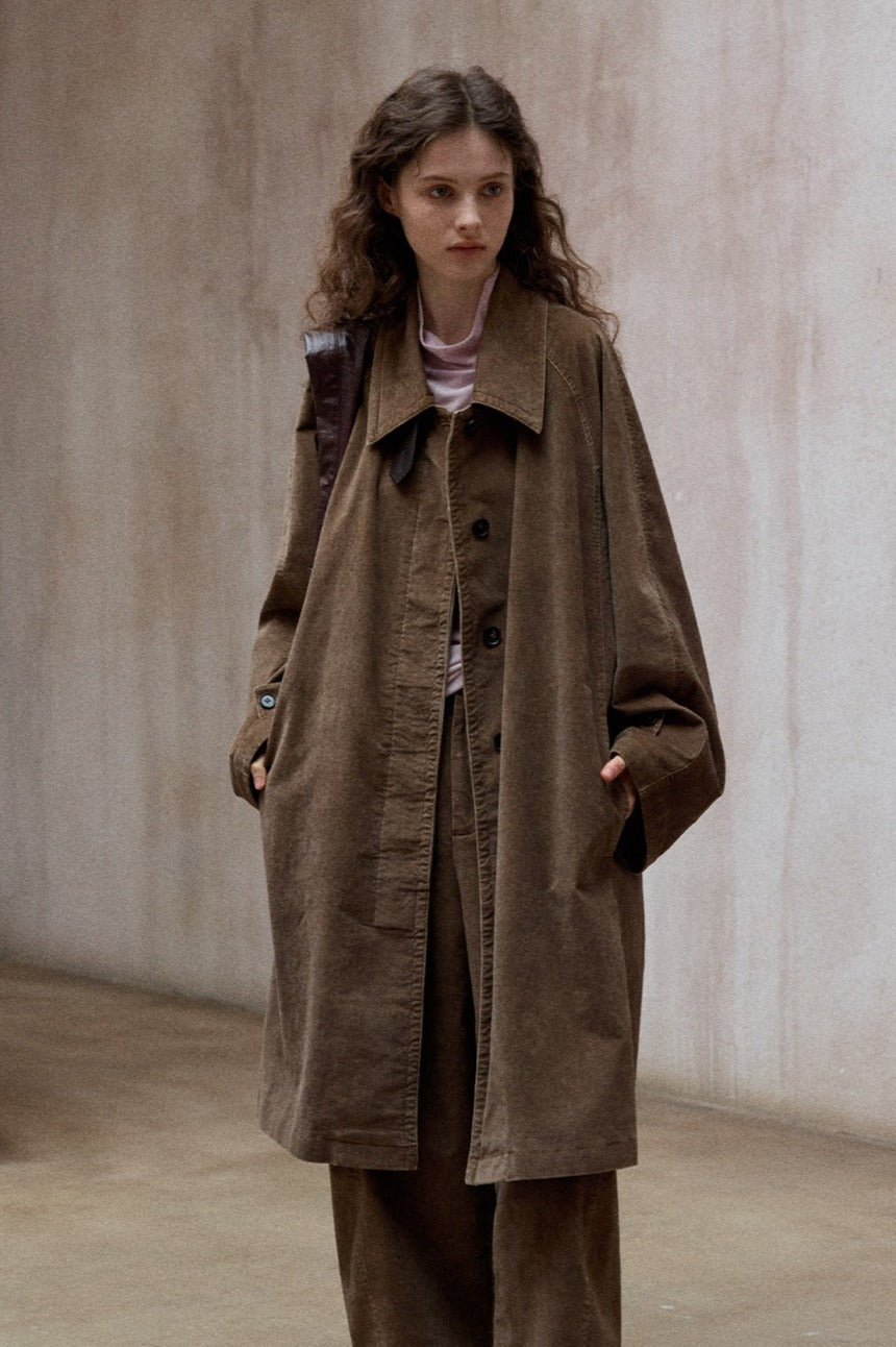 Cotton blend relaxed-fit corduroy coat | 2 color