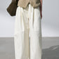 Cotton blend silhouette wide leg pants | 4 color
