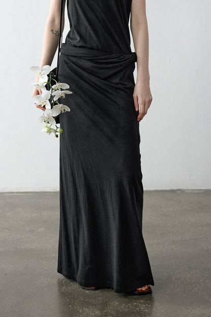 Cotton blend twisted waist A-line skirt | 3 color