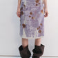 100% linen print raw edge straight skirt | 2 color