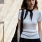 Viscose blend open back T-shirt | 4 color