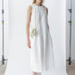 Lyocell blend pleated neck sleeveless dress | 3 color