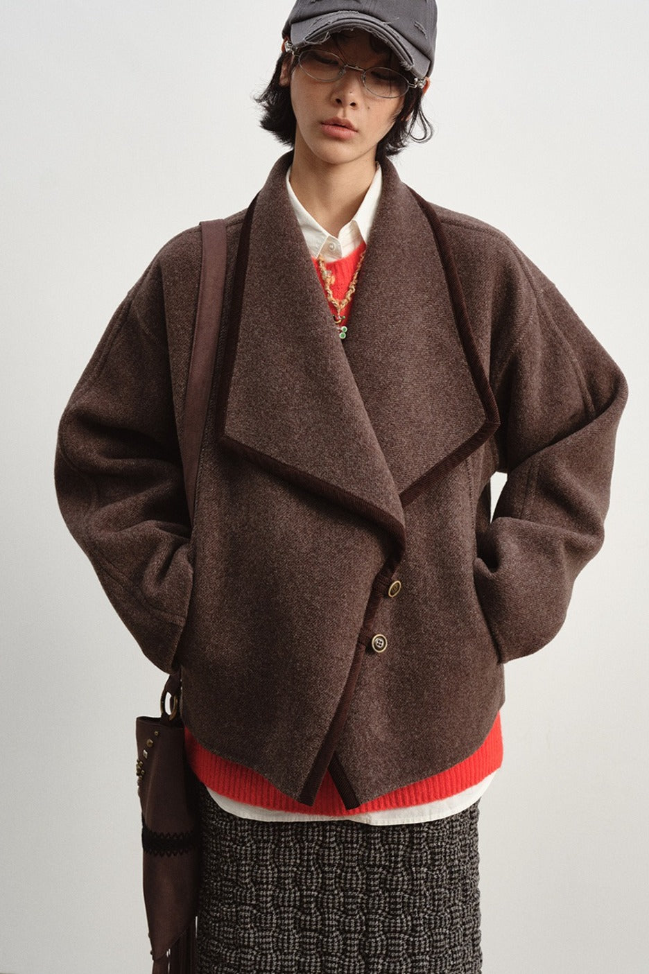 Chaqueta de lana, seda y alpaca de corte holgado con solapa grande | 2 colores