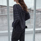 Wool blend lightweight loose-fit striped knitwear | 4 color