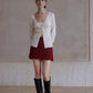 Wool containing fine ribbing V-neck cardigan | 3 color
