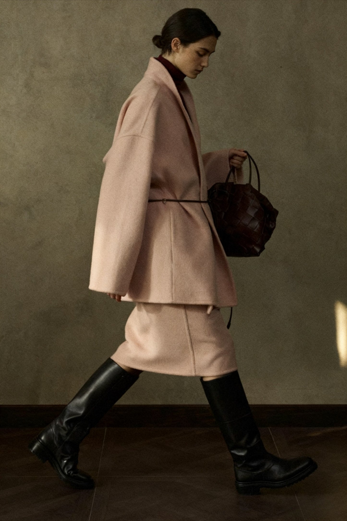 Abrigo midi de tejido de doble faz de mezcla de lana | 4 colores