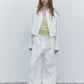 Cotton blend tactile texture cropped shirt | 3 color