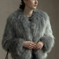 Fluffy raccoon fur double-sided woven jacket | 5 color