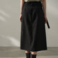 Wool blend mid-length skirt with a belt | 3 color