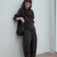 100% cotton cocoon shape pleats casual pants | 3 color