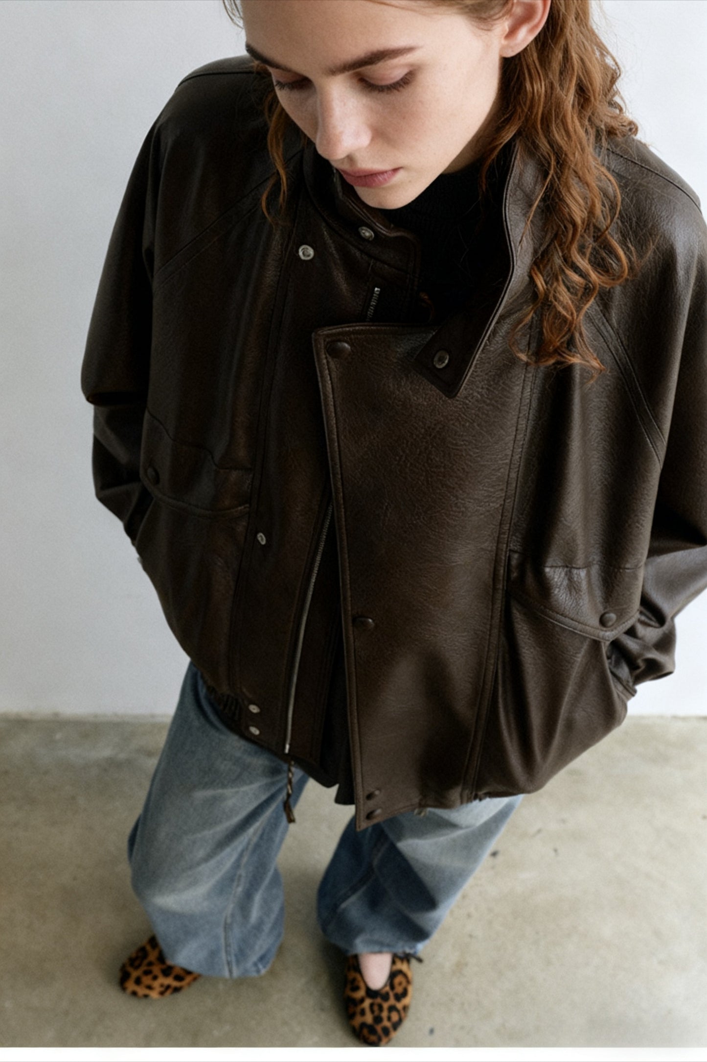 Relaxed fit stand collar jacket | 2 color