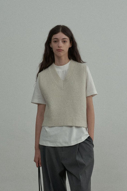 Wool blend sleeveless vest sweater | 2 color