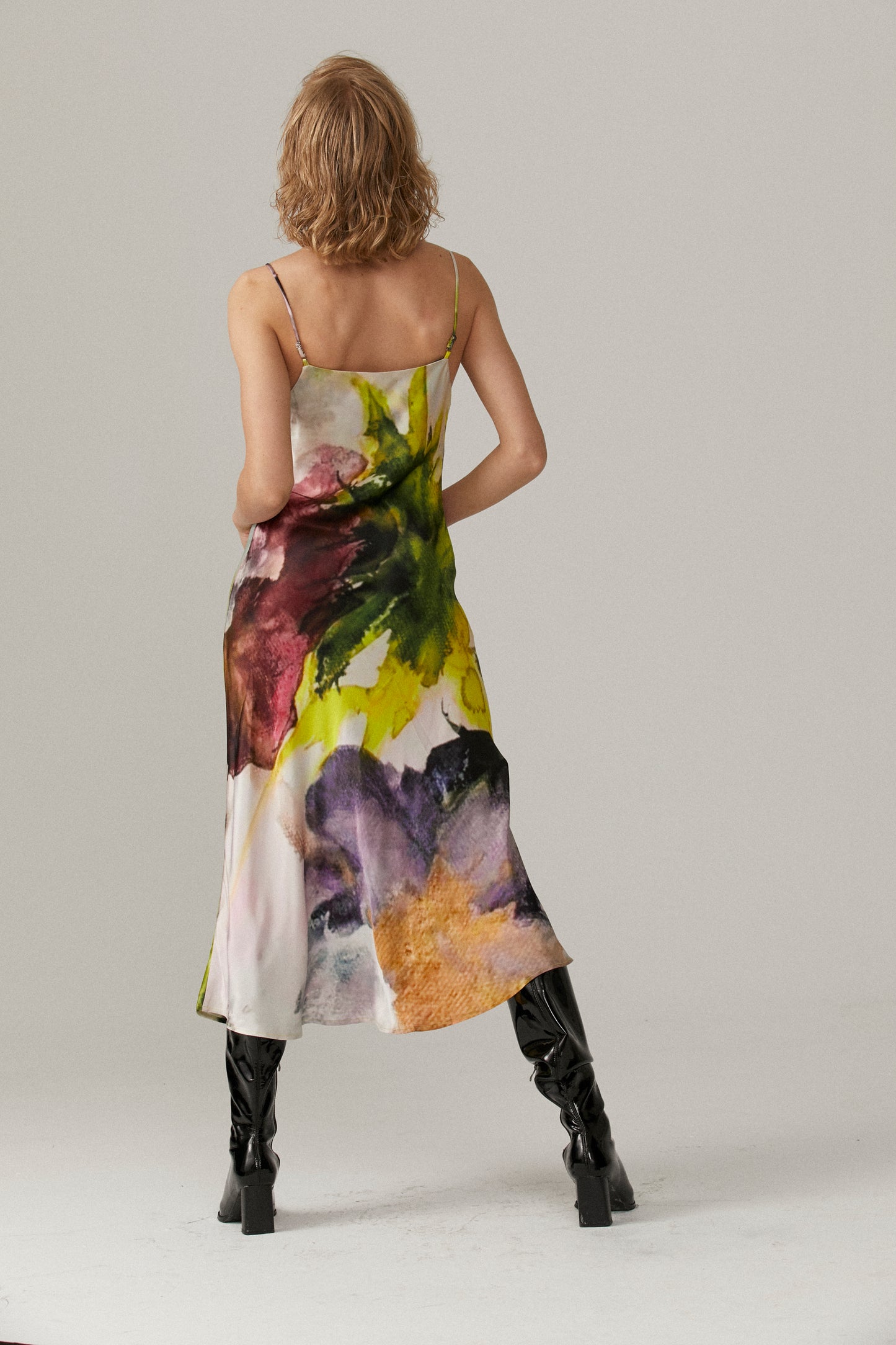 【MOOD】Landscape Halo dyeing style printing rayon suspender dress party